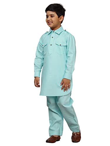 Image of Pro-Ethic Style Developer Kids Ethnic Wear Cotton Pathani Suit for Boys|Plain Kurta Pajama