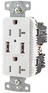 Hubbell Wiring Device-KELLEMS 20A Commercial Environments USB Charger Receptacle, White