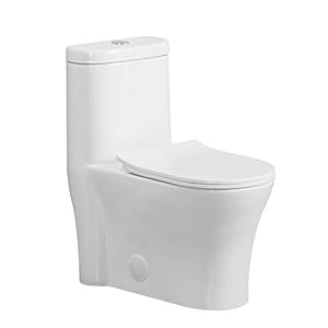 Einteilige Toilette, Dual Flush Hochleistungs-Schwerkraft 0,8/1,28 GPF, verlängerte Komforthöhe Schüssel, sanft schließender Sitz, Baumwolle weiß