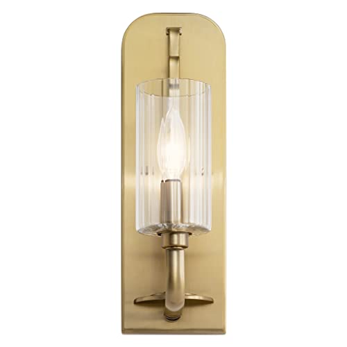 Image of Kichler Kimrose 1 Light Wall Sconce with Clear Fluted Glass in Brushed Natural Brass