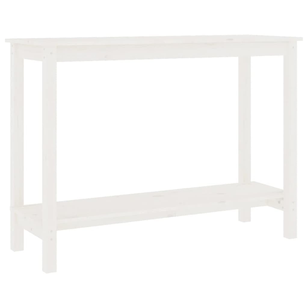 Mesa consola blanca 110 x 40 x 80 cm – Clásica mesa auxiliar de madera maciza de pino maciza, mesa de pasillo estable en estilo rústico para pasillo, salón y entrada