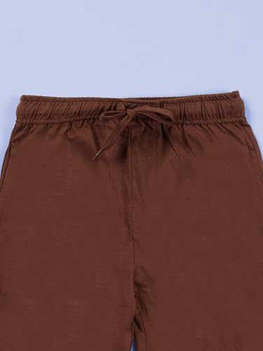 Image of KiddoPanti Boys Solid Knee-Length Basic Short | 100% Cotton Knit Fabric | Comfortable Fit with Elastic Waistband and Functional Drawcord | 2 Front Pockets Half Pant | Boys Shorts