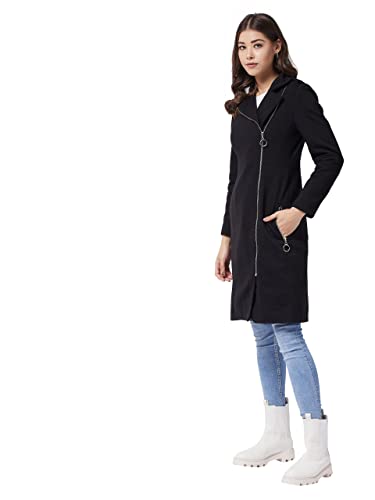 Image of Miss Chase Women's Polyester Knee Length V-Neck Full Sleeve Solid Jacket