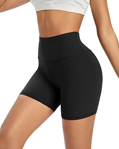Promover Biker Shorts For Women Yoga Leggings Shorts Xmas Holidays 5 Inch Compression Running Workout Shorts (Black,M) #TOP2