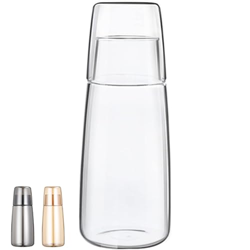 Bedside Water Carafe Set with Tumbler Bedside Carafe and Glass Set for Nightstand Guest Room Bedroom Accessories Water Carafe for Cold Drink Mouthwash Dispenser for Bathroom Kitchen 25oz/750ml