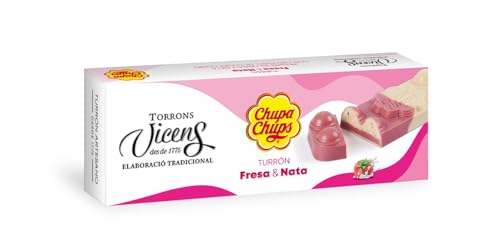 Turrón de Chupa Chups sabor Fresa y Nata Torrons Viccens en Estuche (150g en Estuche)