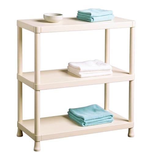 COSHANO Estantería Modular de Almacenamiento Estante de almacenar plastico Polipropileno (3 Baldas 95x60x30cm Beige)