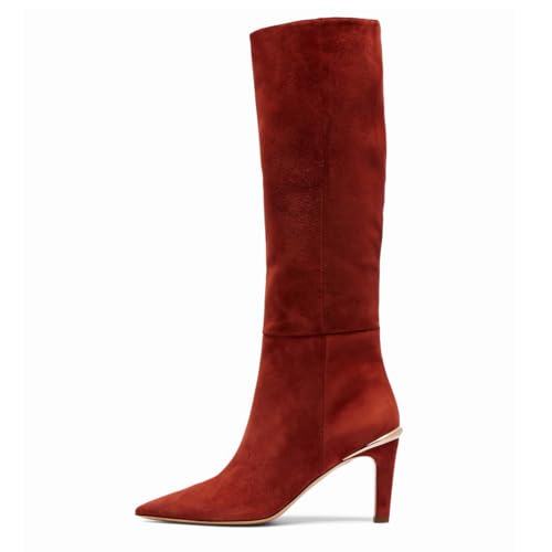 Knee High Boots Women Pointed Toe Suede High Boots Wide Calf Pull On Comfortable Fall Tall Boots for Women 20254