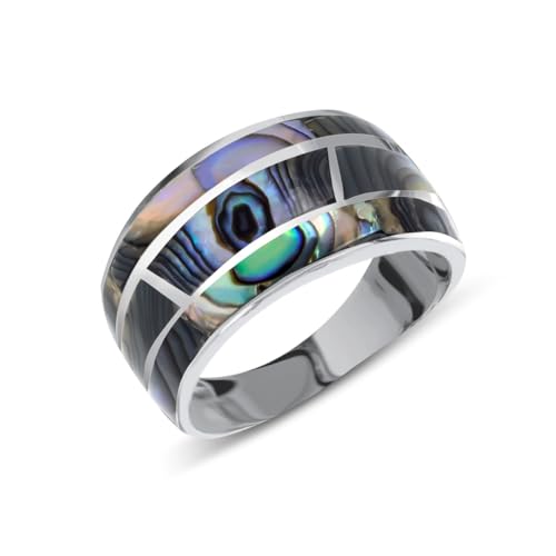 Bague Femme Argent 925 AXIS Aden avec Nacre Abalone Géométrique