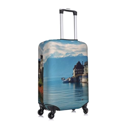 Travel Luggage Cover Fashion Suitcase Protector Lake Geneva Switzerland Spandex Baggage Covers Washable Suitcase Covers Anti-Scratch Luggage Cover Protectors Fits 18-32 Inch Suitcases X-Large2