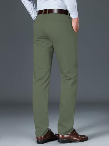Image of AVANOVA Men's Light Grey Solid Trousers Light Business Style Slightly Stretch Straight Leg Pants for Outdoor Casual Daily (Trouser 127)