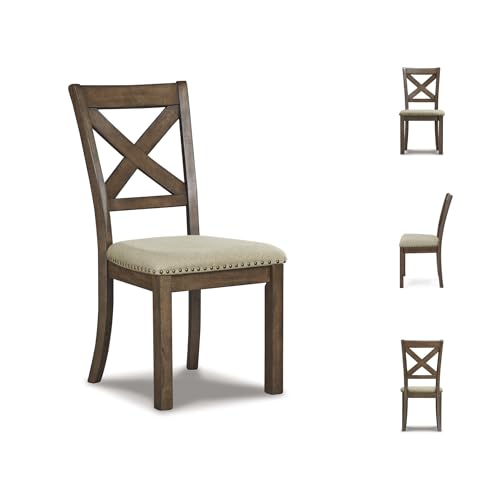 Signature Design by Ashley Moriville Modern Farmhouse 19" Upholstered Dining Room Chair, 2 Count, Brown