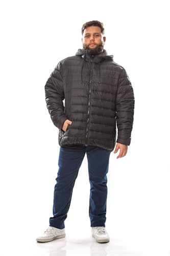 Image of CRK Men's Plus Size Puffer Jacket - Lightweight Hooded Insulated Winter Coat, Windproof, Zipper Down Jacket, Warm & Durable