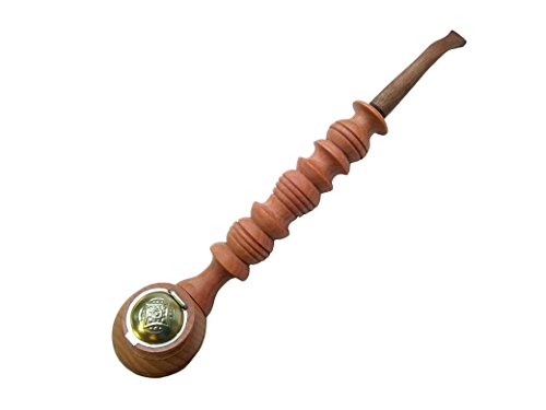 Handmade Wooden Smoking Pipe Metal Bowl Cover Tobacco (Beige) - Thumbnail 2