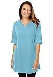 Woman Within Women's Plus Size Perfect Tunic With Notched Neck
