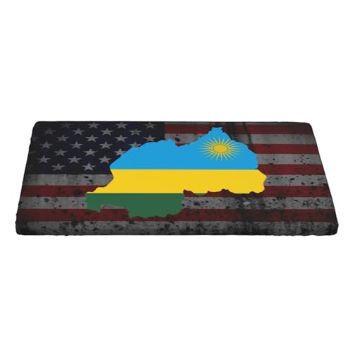 Flag Map of Rwanda Premium 4ft Square Elastic Edged Table Cover Easy-Care Oil-Repellent