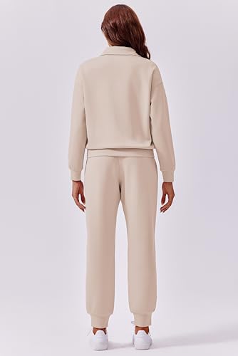 Image of PINSPARK 2 Piece Sets for Women 2025 Fall Travel Outfits Long Sleeve Tracksuit Joggers Sets Half Zip Sweatsuit Matching Set