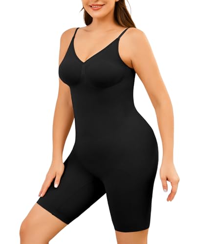 Shapewear for Women Tummy Control Seamless Bodysuit Butt Lift Body Suits with Adjustable Straps Mid Thigh2