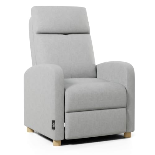 Don Descanso - Sillón Reclinable Tela Verona Gris, Sillón Relax Con Reposapiés, Sistema De Apertura Push, Compacto, 2 Posiciones De Tumbada Y Posición Cero, Butaca Salón Reclinable Hasta 160º