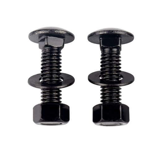 Image of 4 Sets 1 /2-13 x 1-1 /4 inch Carriage Bolts Screws Round Head Square Neck and Hex Nuts, Flat Washers 304 Stainless Steel 18-8 Full Thread, Black