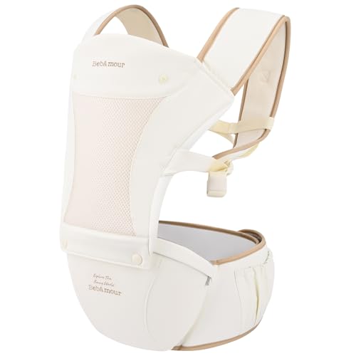 Bebamour Mesh Newborn Baby Carrier Front and Back Carry Baby Newborns to Toddler Baby Hip Carrier (Khaki) - Image 5