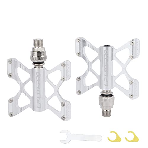 Folding Bicycle Pedal Aluminum Alloy Double Side Quick Release Pedal for Brompton pedel for dahon for Birdy Non-Slip Pedals (Silver)