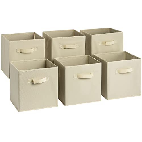 Sorbus Foldable Storage Cube Basket Bin, 6 Pack, Beige