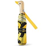 Natuquebrela Cute Automatic Duckhead Umbrellas - 46inch Folding Duck Travel Portable Funny Sun Wild Leopard Umbrella for Women