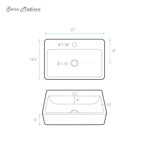 Swiss Madison SM-VS203 Claire 20" Rectangle Vessel Sink, Glossy White by Swiss Madison - Image 6