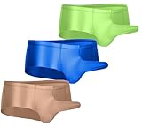 AUBIG Panties Stretchy Silky Glossy Bikini Briefs Oil Shiny Underwear Lingerie Metallic Mini Underpants for Men X-Large