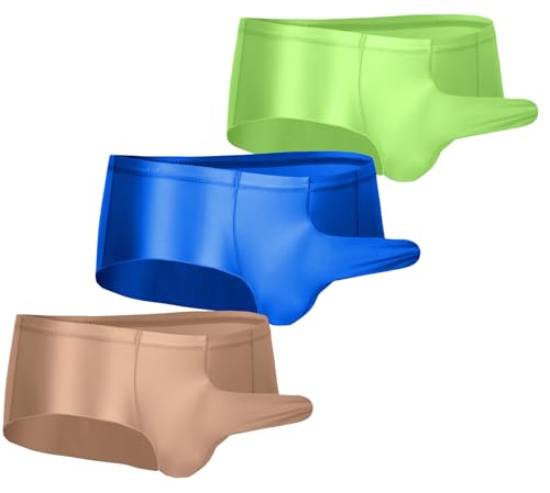 AUBIG Panties Stretchy Silky Glossy Bikini Briefs Oil Shiny Underwear Lingerie Metallic Mini Underpants for Men X-Large