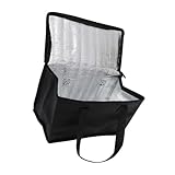 Gogogmee Bolsa Térmica Aislante para Tartas y Comida al Aire con Cremallera Bolsa Isotérmica de Aluminio Resistente para Camping y Transporte de Alimentos Negra