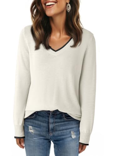 Image of Dokotoo Women's Wool Blend Crew Neck Casual Fall Sweaters Knit Tops | Lightweight,Long Sleeve,Fall Outftis,Dressy,Ribbed Hem,Business Casual Tops,Comfy Knit,Pullover,Basic Classic,Layer Clothes