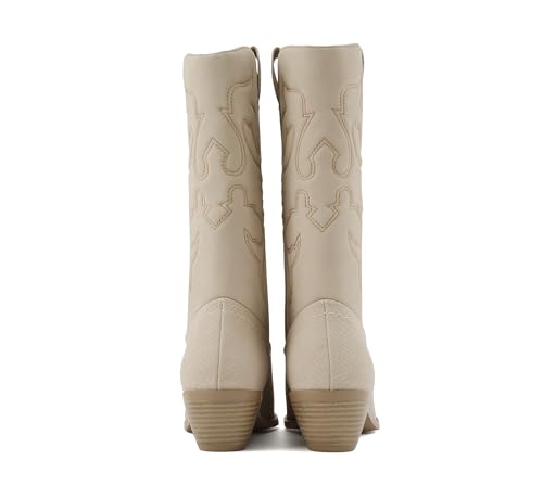 Image of Soda inchTELLER inch ~ Women's Western Cowboy Boots with Stitched Detailing, Pointed Toe, and Low Block Heel