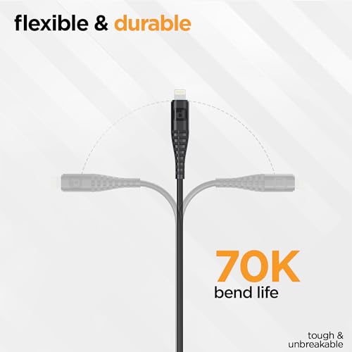 Image of Dubstep Blaze Stellar 22.5W Type C to Lightning Fast Data Charging Cable with Over 60K bend life, 70K insertion tested, Powerblitz technology, Overheat Protection (Black)