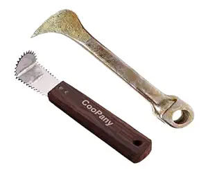 CooPany Heavy Duty Iron Coconut Cracker/Breaker and Wood Handled Coconut Grater/Scrapper Best Multi use Kitchen Tools for Home Pack of 2 Products Multi use Kitchen Tool