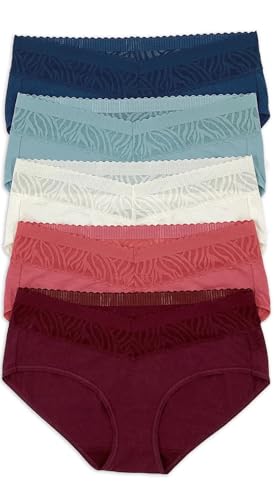 Image of Felina Womens 5 Pack Stay In Place Mid-Rise Lace Hipster