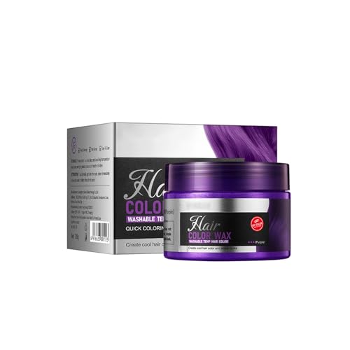Mikabila 02 Cera de Color Para el Cabello,Cera pelo Natural Temporal,Cera Pelo DIY,Fórmula Planta Lavable Cera de Peinado Natural Mate,Cera Pelo Natural Aplicar Para Cosplay Party Halloween(Violeta)