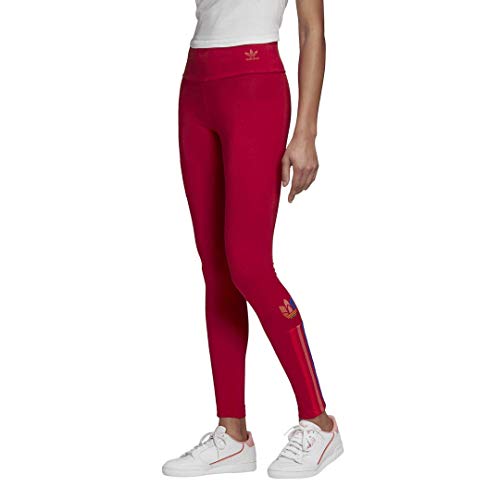 adidas Originals Women's Adicolor 3D Trefoil Tights, Scarlet/Multicolor, S