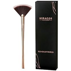 Brush Master Fan Makeup Brush For Highlighter, Blush, Flutty&Powder Cosmetic Tool w/Long Handle& Anti-Champagne Gold Brush