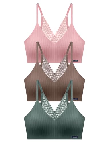 Image of Livona Lace Bralette for Women - Comfort Sports Bra Wireless Padded Bralette with Support Workout Tops Cami Crop S-XXL