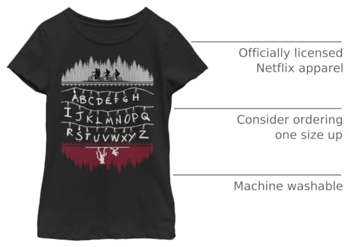 Image of Fifth Sun Girls' Stranger Things Alphabet Lights Girls Short Sleeve Tee Shirt