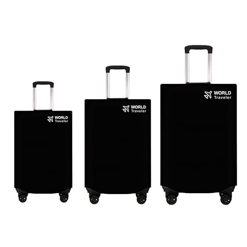 Image of Kraptick Non-Woven Luggage Cover - Waterproof, Dustproof, and Stretchable Luggage Protector Cover, Durable Non-Woven Luggage Case for Trolley (Black- 20 Inch, 24 Inch, 28 Inch) Combo of 3