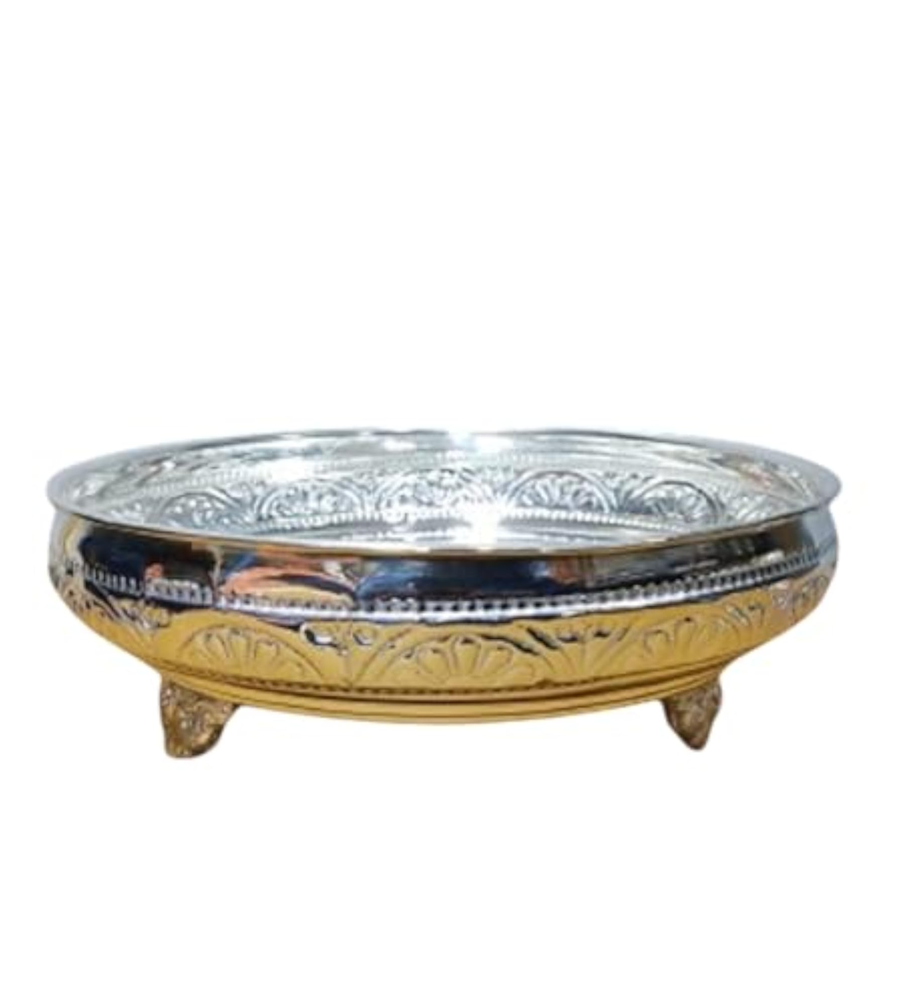 German Silver 7 Inch Floral Design Plate with Stand