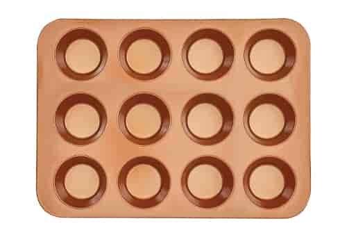 Non Stick Ceramic Coated Copper Muffin Pan 12 Cups Professional Healthy Cupcake Pans Even Baking, Dishwasher And Oven Safe #TOP7