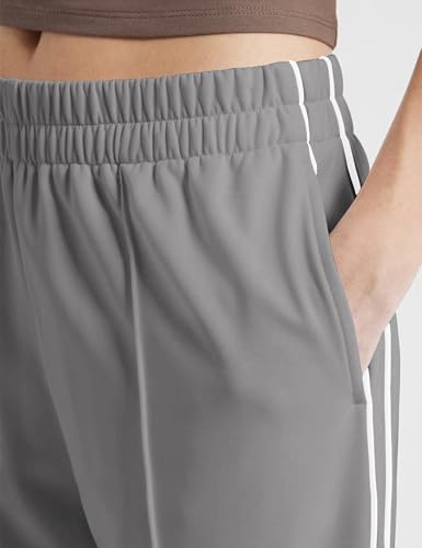 Jianzhixiao Women's Wide Leg Sweatpants Casual Pants Side Stripes Baggy Lounge Trousers Running Travel Workout Comfy(LightGrey-XL) — view 2