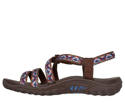 Skechers Women's REGGAE - DREAM WEAVER sporty outdoor sandal, Chocolate Multi 8 M