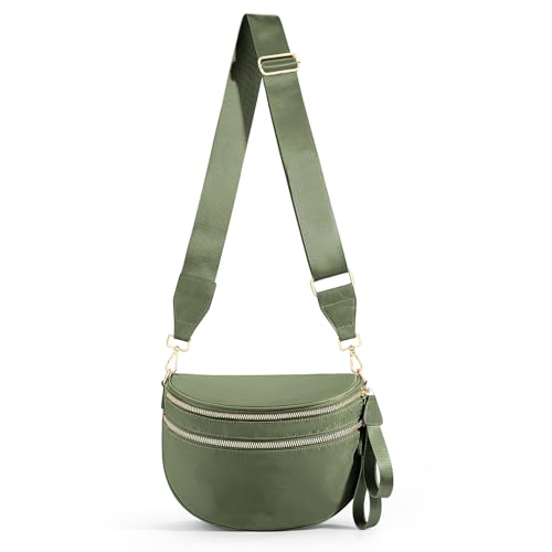 Image of hibear Checkered Crossbody Bag Spacious Bum Bags for Women Nylon Crossbody Fanny Packs Checkered Purse Belt Wallet