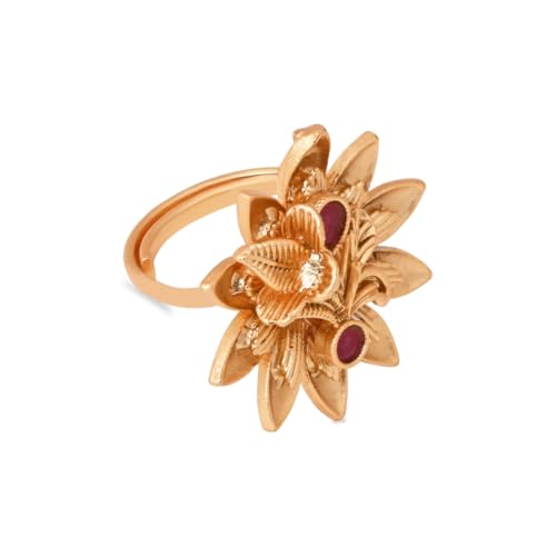 Image of I Jewels Gold Plated Traditional Design Comfort Fit Adjustable Finger Ring For Women