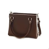 Bolsa de Mão Feminina em Couro Sintético, Alça Transversal, Preta, Detalhes Dourados (castanho)